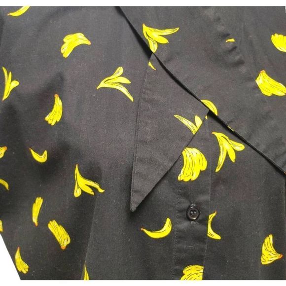 Eloquii Navy Blue Blouse Top Yellow Banana Print 14 - Picture 5 of 8